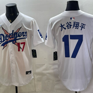 Men's Los Angeles Dodgers x One Piece #17 Shohei Ohtani White Vapor Premier Limited Stitched Baseball Jersey