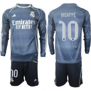 Men Real Madrid 2026 Soccer Jerseys Dark Blue Long #10 MBAPPE