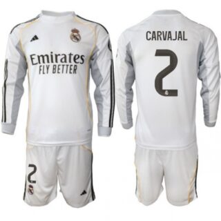 Men Real Madrid 2026 Soccer Jerseys White Long #2 CARVAJAL