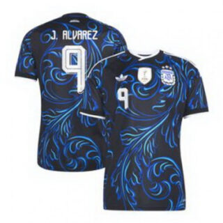 Men 9Julian Alvarez Argentina National Team adidas 2026 Away Replica Jersey Black