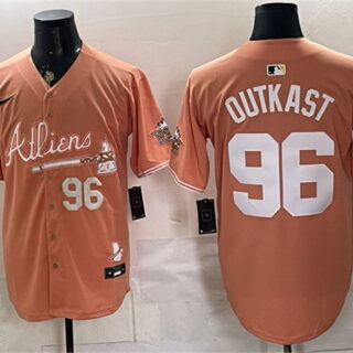 Men's Atlanta Braves #96 OutKast Peach 2024 Atliens & Peach With Outkast Vapor Limited Stitched Baseball Jersey