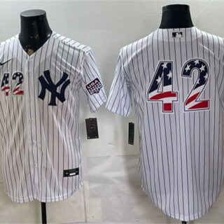 Men's New York Yankees #42 Jackie Robinson White 2026 USA 250 Fourth of July Home Stadium Stitched Baseball Jersey