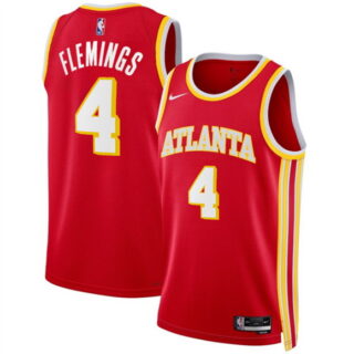 Men's Atlanta Hawks #4 Kingston Flemings Red 2026 Draft Icon Edition Stitched Jersey