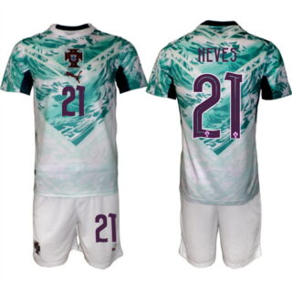 Men's Portugal Team #21 Ruben Neves Green 2026 World Cup Away Soccer Jersey Suit