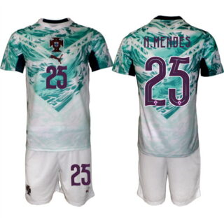 Men's Portugal Team #25 Nuno Mendes Green 2026 World Cup Away Soccer Jersey Suit