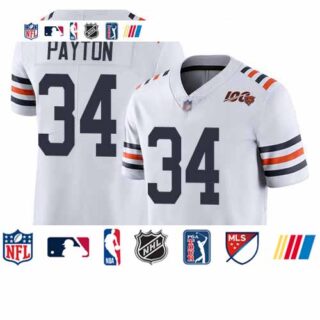 Bears #34 Walter Payton White Alternate Men's Stitched Football Vapor Untouchable Limited 100th Season Jersey