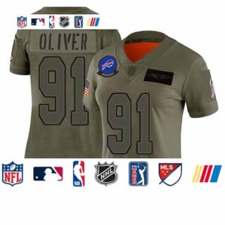 Bills #91 Ed Oliver Camo Women's Stitched Football Limited 2019 Salute to Service Jersey