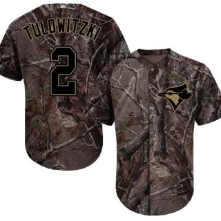 Blue Jays #2 Troy Tulowitzki Camo Realtree Collection Cool Base Stitched Youth Baseball Jersey