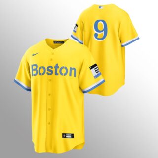 Boston Red Sox #9 Ted Williams Men's Nike 2021 City Connect Gold Fans Version MLB Jersey - No Name