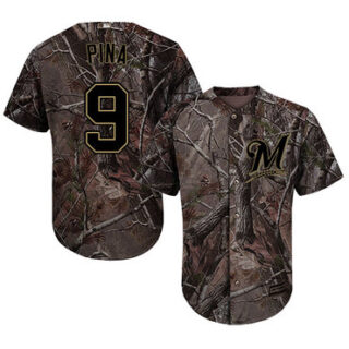 Brewers #9 Manny Pina Camo Realtree Collection Cool Base Stitched Baseball Jersey
