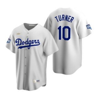 Brooklyn Dodgers #10 Justin Turner White 2020 World Series Champions Cooperstown Collection Jersey