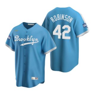 Brooklyn Dodgers #42 Jackie Robinson Light Blue 2020 World Series Champions Cooperstown Collection Jersey