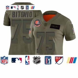 Browns #75 Joel Bitonio Camo Women's Stitched Football Limited 2019 Salute to Service Jersey