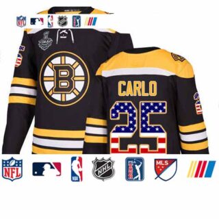 Bruins #25 Brandon Carlo Black Home Authentic USA Flag Stanley Cup Final Bound Stitched Hockey Jersey