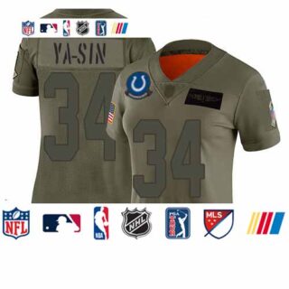 Colts #34 Rock Ya-Sin Camo Women's Stitched Football Limited 2019 Salute to Service Jersey