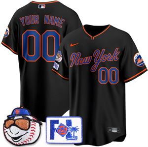 Custom Men's New York Mets Blue Road 2025 Spring Training Jersey All Stitched Black