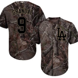 Dodgers #9 Yasmani Grandal Camo Realtree Collection Cool Base Stitched Baseball Jersey