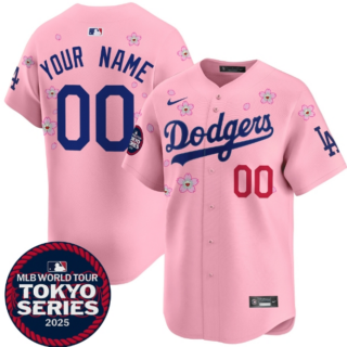 Dodgers Tokyo Series 2025 Vapor Premier Limited Custom Jersey Stitched Cherry Blossom