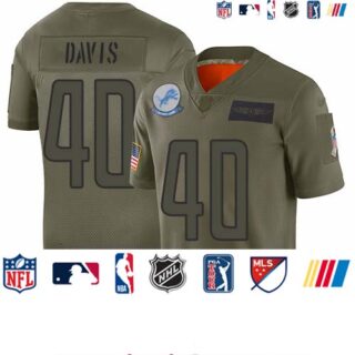 Lions #40 Jarrad Davis Camo Men's Stitched Football Limited 2019 Salute To Service Jersey