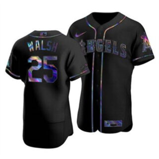 Los Angeles Angels #25 Jared Walsh Men's Nike Iridescent Holographic Collection MLB Jersey - Black