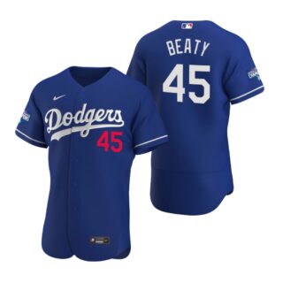 Los Angeles Dodgers #45 Matt Beaty Royal 2020 World Series Champions Authentic Jersey