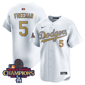 Los Angeles Dodgers Gold 2025 White Gold Freeman #5 Jersey All Stitched