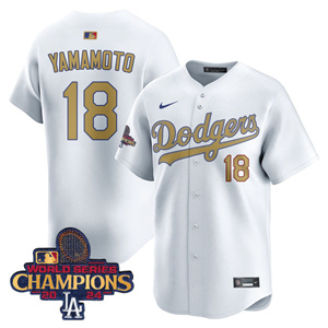 Los Angeles Dodgers Gold 2025 White Gold Yamamoto #18 Jersey All Stitched