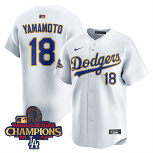 Los Angeles Dodgers Gold 2025 White Yamamoto #18 Jersey All Stitched