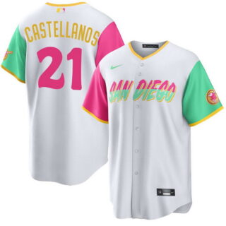Men's San Diego Padres #21 Nick Castellanos City Connect White Jersey