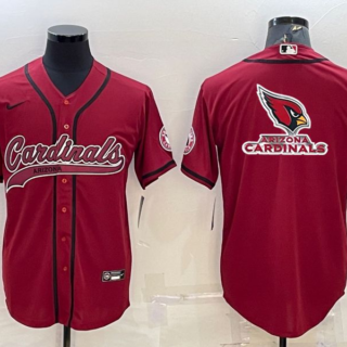 Men's Arizona Cardinals Red Team Big Logo With Patch Cool Base Stitched Baseball Jersey