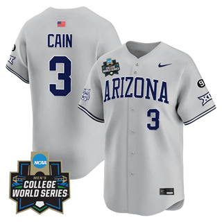 Men's Arizona Wildcats #3 Andrew Cain 2025 World Series Vapor Premier Limited Jersey All Stitched