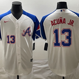 Men's Atlanta Braves #13 Ronald Acuna White 2024 Home Limited Stitched Baseball Jersey