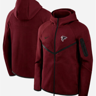 Men's Atlanta Falcons Red Tech Fleece Full-Zip Windrunner Hoodie