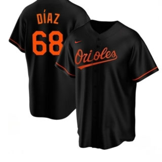 Men's Baltimore Orioles #68 Lewin Diaz Black Cool Base Stitched Jersey