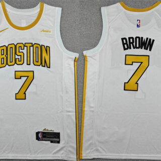 Men's Boston Celtics #7 Jaylen Brown White 2025-26 City Edition Stitched Basketball Jersey