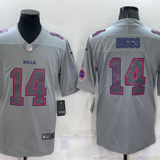 Men's Buffalo Bills #14 Stefon Diggs Grey With Patch Atmosphere Fashion Stitched Jersey