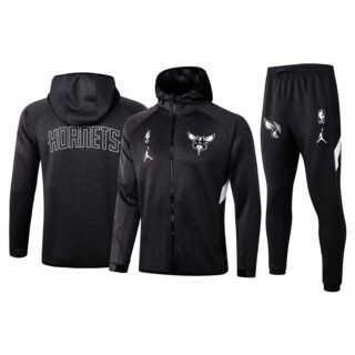 Men's Charlotte Hornets Black Warmup Hoodiesuit