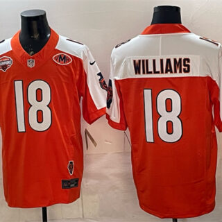 Men's Chicago Bears #18 Caleb Williams Orange White F.U.S.E. 2025 NFC North Champions & VMH Patch Vapor Untouchable Limited Stitched Football Jersey