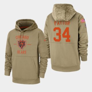 Men's Chicago Bears Walter Payton 2019 Salute to Service Sideline Therma Pullover Hoodie - Tan