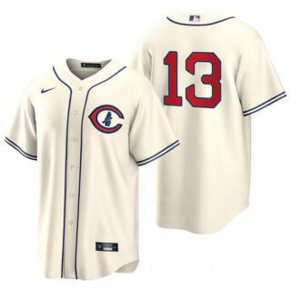 Men's Chicago Cubs #13 David Bote 2022 Cream Field Of Dreams Cool Base Stitched Baseball Jersey