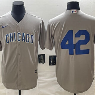 Men's Chicago Cubs #42 Bruce Sutter Gray Cool Base Stitched Jersey