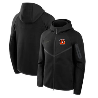 Men's Cincinnati Bengals Black Tech Fleece Full-Zip Windrunner Hoodie