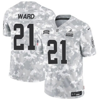 Men's Cleveland Browns #21 Denzel Ward 2024 F.U.S.E Arctic Camo Salute To Service Limited Stitched Football Jersey