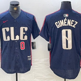 Men's Cleveland Guardians #0 Andres Gimenez Navy 2024 City Connect Limited Stitched Jerseys