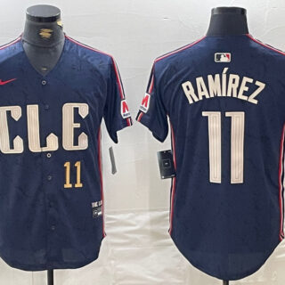Men's Cleveland Guardians #11 Jose Ramirez Navy 2024 City Connect Limited Stitched Baseball Jerseys