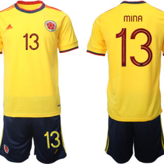 Men's Columbia #13 Mina Yellow Home Soccer Jersey Suit