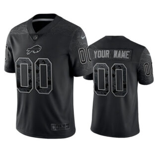 Men's Custom Buffalo Bills Black Reflective Limited Stitched Football Jersey