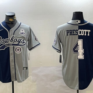Men's Dallas Cowboys #4 grey Team With Patch Cool Base Stitched Baseball Jersey