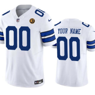 Men's Dallas Cowboys Active Player Custom White 2023 F.U.S.E. With John Madden Patch Vapor Limited Stitched Football