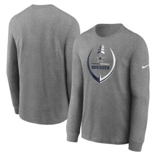 Men's Dallas Cowboys Grey Icon Legend Performance Long Sleeve T-Shirt